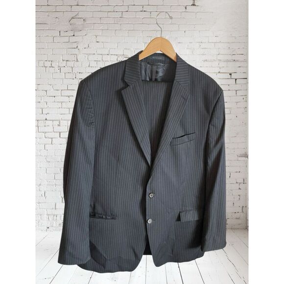 Ralph Lauren Green Label Gray Pinstripe Wool Suit 48L - Picture 1 of 7